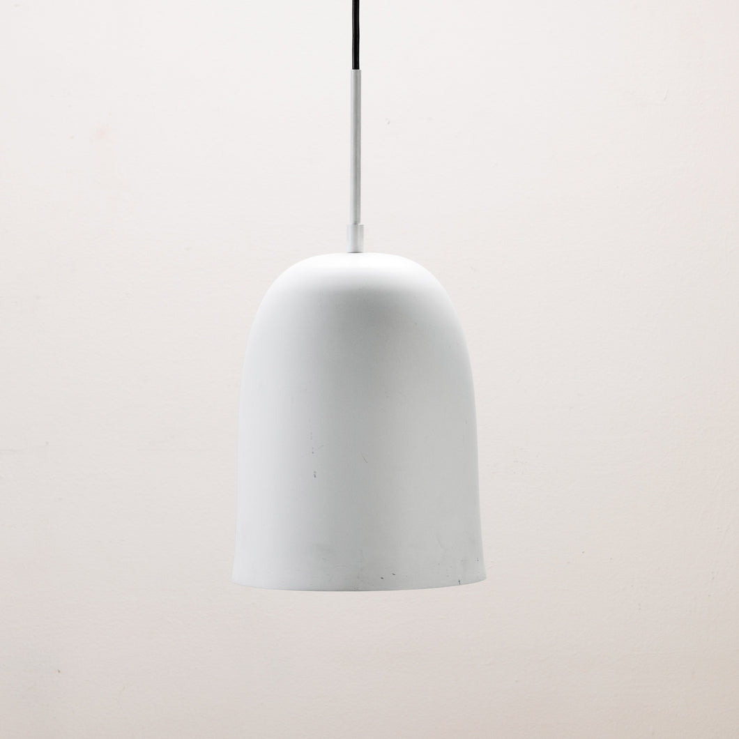 Victory bell pendant light made of metal with a white colour
