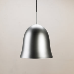 Victory bell pendant light made of metal with a silver colour