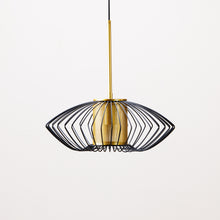 Load image into Gallery viewer, Space Ship Pendant Light in black and gold colour, made of metal
