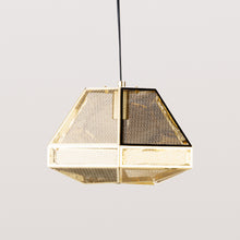 Load image into Gallery viewer, TD Square Pendant Light made of metal, available in gold, chrome, with a black cord
