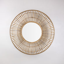 Load image into Gallery viewer, A Yao Wall Mirror of natural colour with a rattan frame
