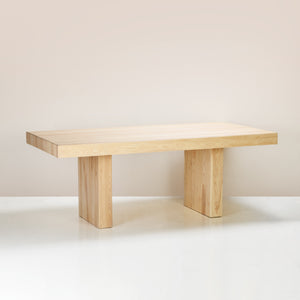 A Leo Dining Table made of solid ash wood in semi limewash colour