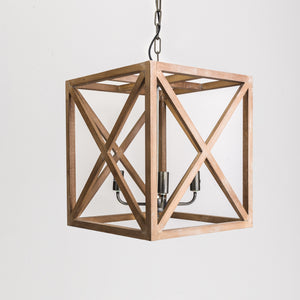 Poplar Pendant Light made of metal and wood in natural wood colour