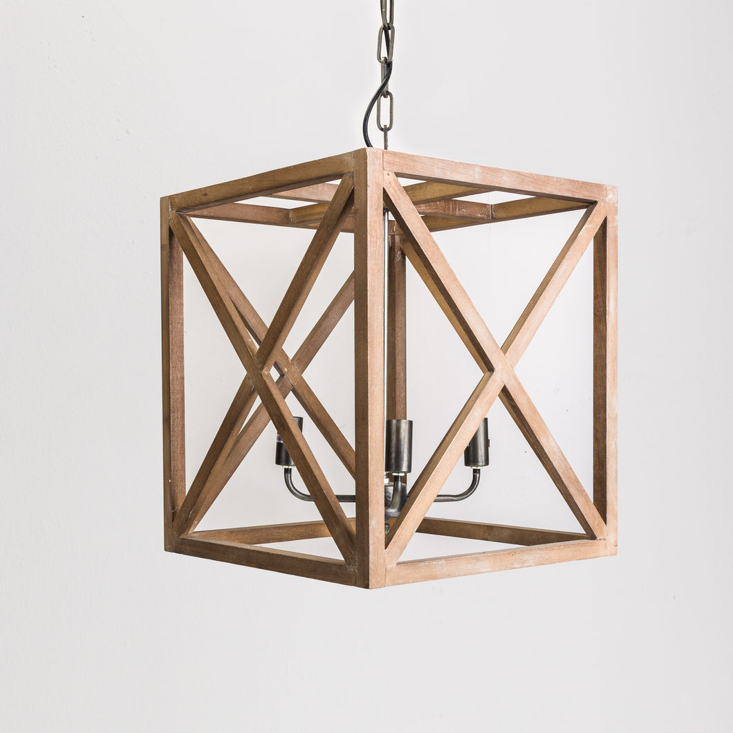 Poplar Pendant Light made of metal and wood in natural wood colour