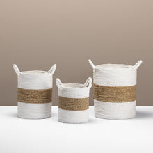 Load image into Gallery viewer, Seagrass Basket available in sage, black, white & natural, natural, black, and charcoal colours, made of seagrass