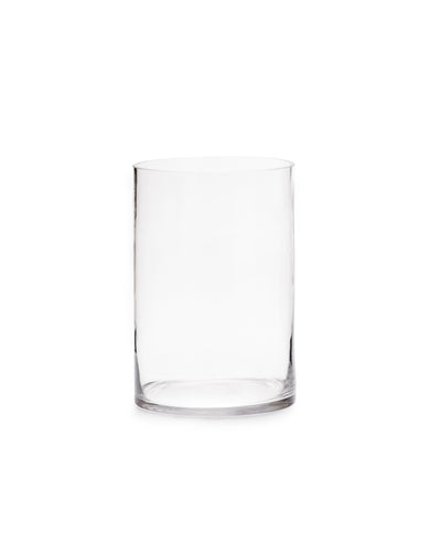 A clear glass cylinder vase