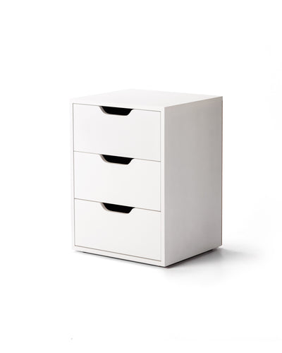 A Dane Three Drawer Pedestal made of solid pine material in white colour
