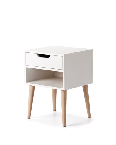 A Dane One Drawer Pedestal made of solid pine material in white colour