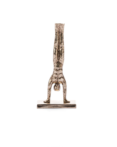 Handstand Pose Figurine in antique silver colour, made of aluminium