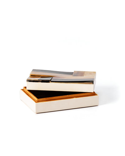 Horn Bone Box available in black and ivory colours, made of horn bone inlay and wood