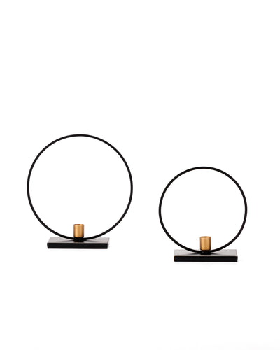 Black and gold halo candle holders