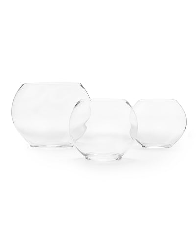 A clear glass sphere vase
