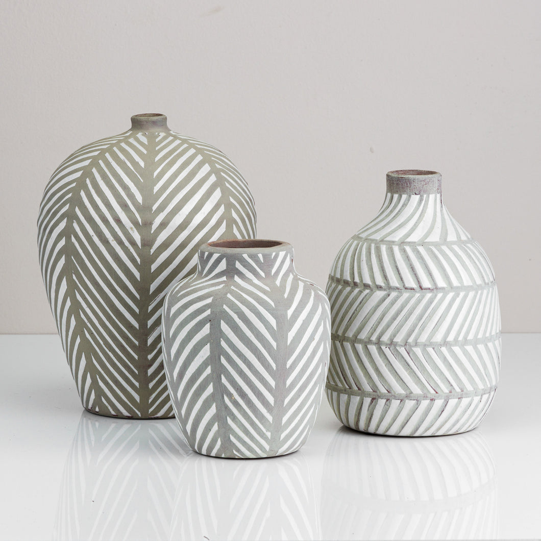 Terracotta Striped Vase