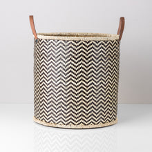 Load image into Gallery viewer, Palm Leaf Laundry Basket made of rattan and leather
