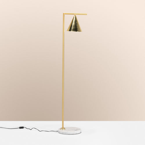 A brass and marble cone floor lamp