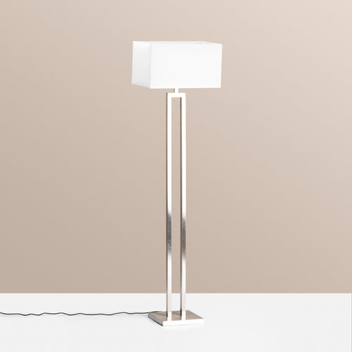 A Chrome White Arch Floor Lamp with a modern design