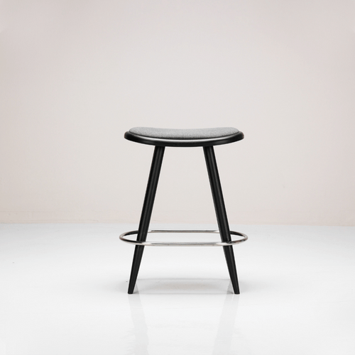 Noida Bar Stool made of solid ash wood and stainless steel, available in coffee and black colours