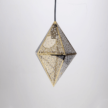 Load image into Gallery viewer, Geometric triangle pendant available in chrome, rose gold, and titanium colours
