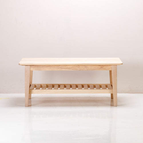 A Copenhagen Coffee Table made of solid ash wood with a semi-limewash colour